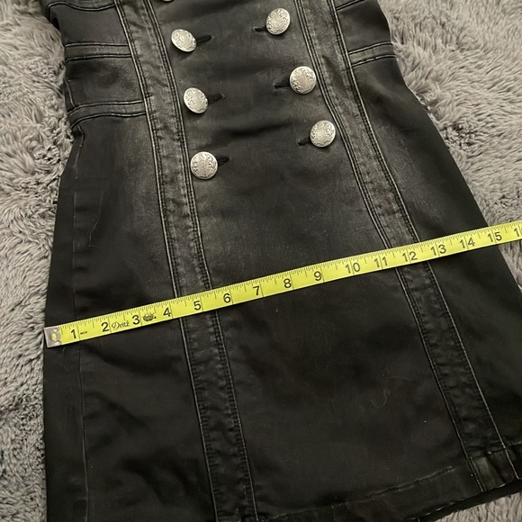 Bebe Black Stretch Denim Doublebreasted Button Minidress - Picture 10 of 12